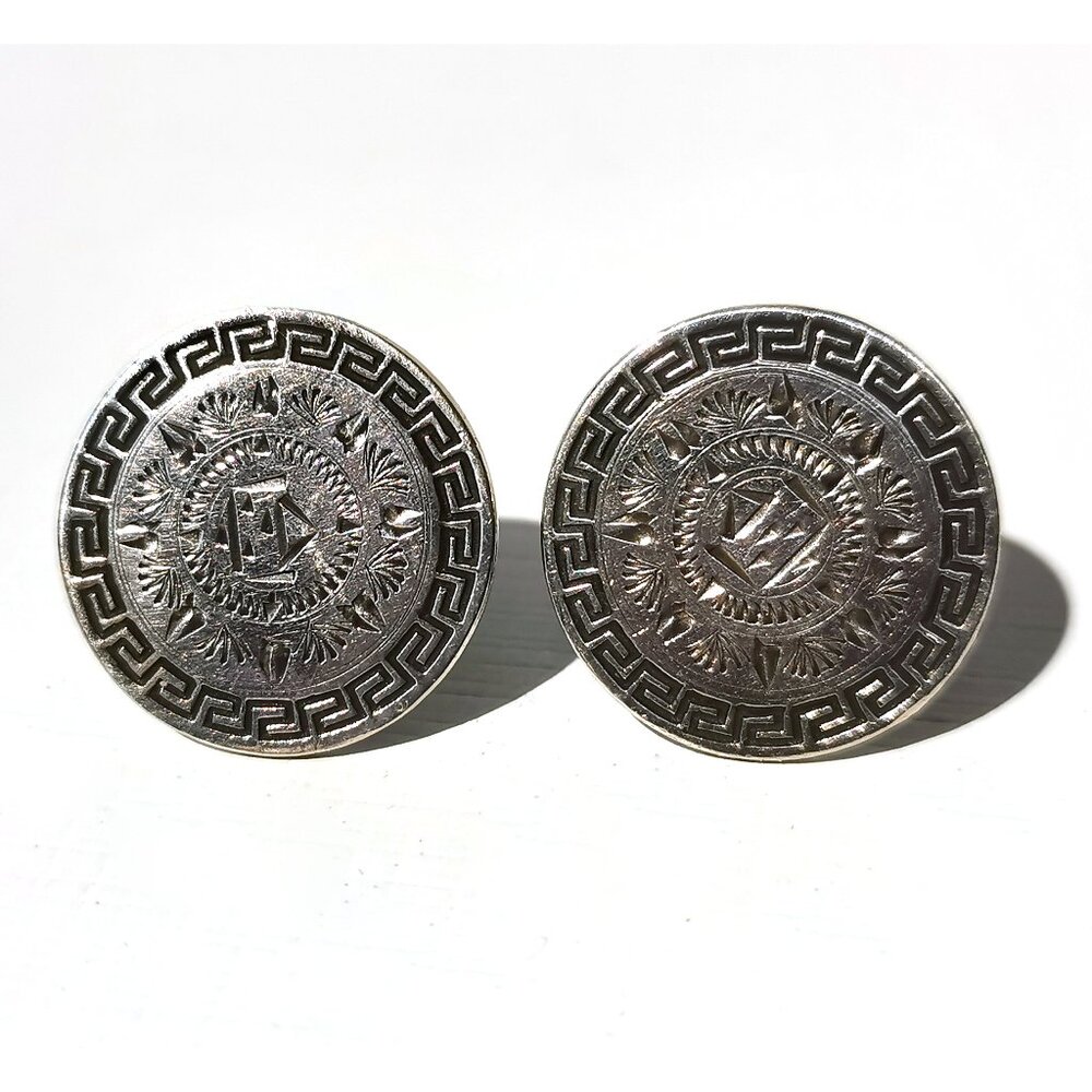 Circular geometric design Mexican Sterling 925 Silver Cufflinks